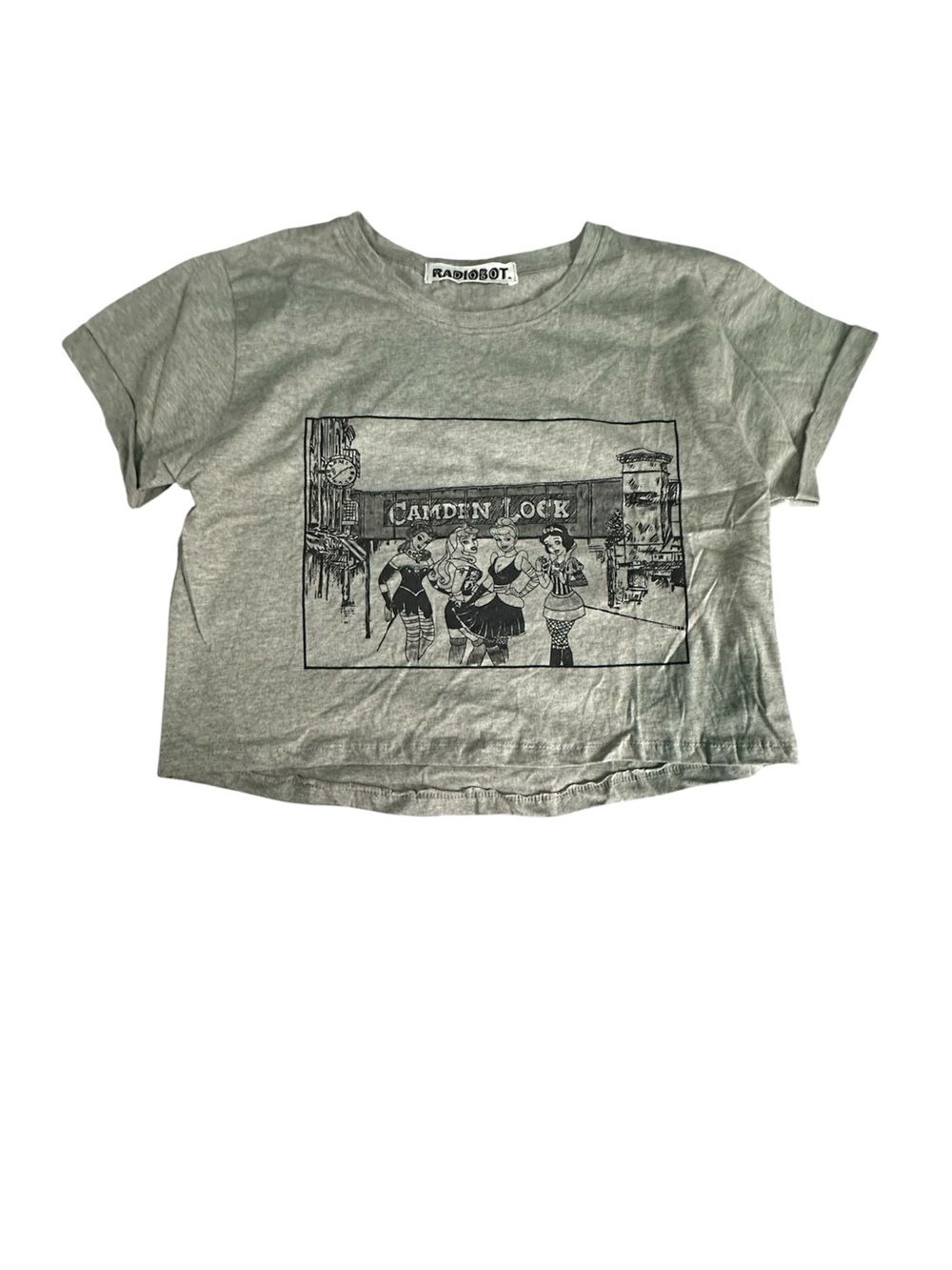 Radiobot Grey Disney Inspired Graphic Crop Top - One Size